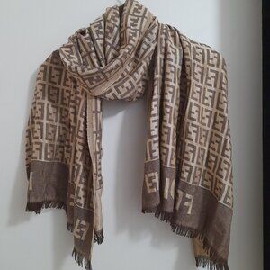 Fendi wool & silk Monogram Scarf/Shawl/Wrap.